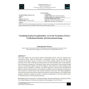 Visualizing Iranian Exceptionalism: Art in the Formation of Iran’s Civilizational Identity and International Image